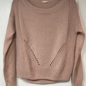 Aeropostale | soft pink knit sweater size small with gold metallic threading